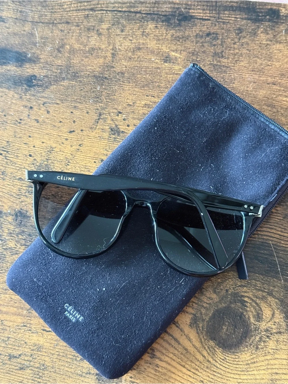 Celine Matte Black Cat-Eye Sunglasses with Dark Lenses